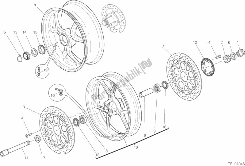 All parts for the Ruota Anteriore E Posteriore of the Ducati Supersport Thailand 950 2020